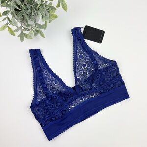 Else Lace Bralette Women's Size Small Blue